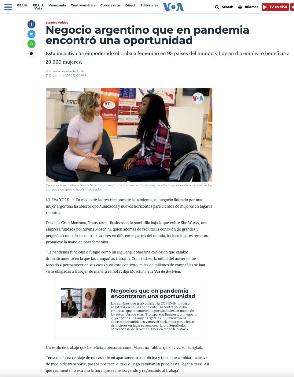 Voice of America - new interview with Silvina Moschini